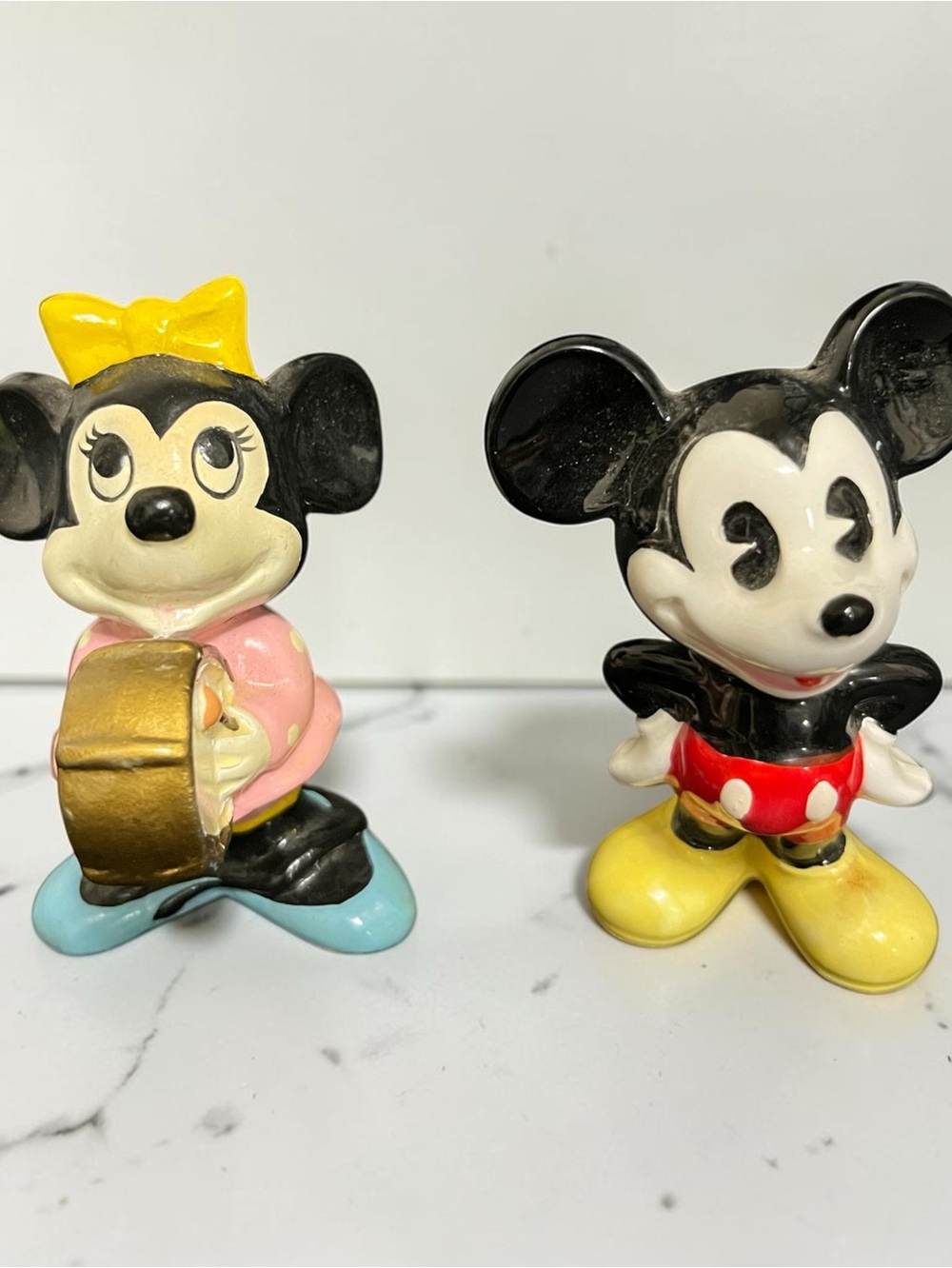 Vintage Walt Disney, Mickey and Minnie, mouse figurines